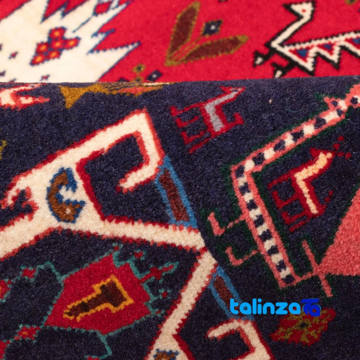 Persia Handwoven Rug Unique Design Red - In-room view showing room styling and scale