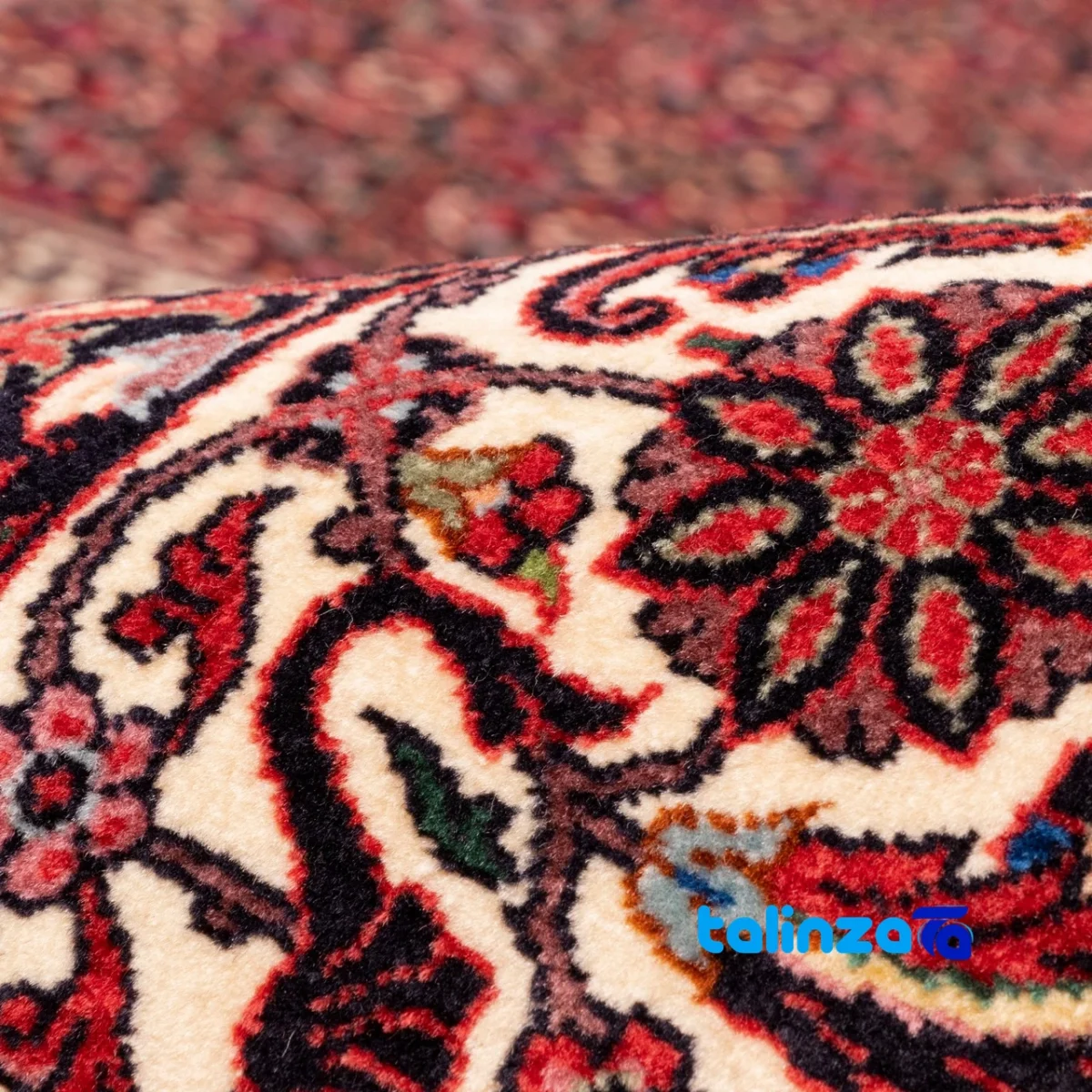 In-room view of C Persia Handwoven Rug Unique Design room styling and scale