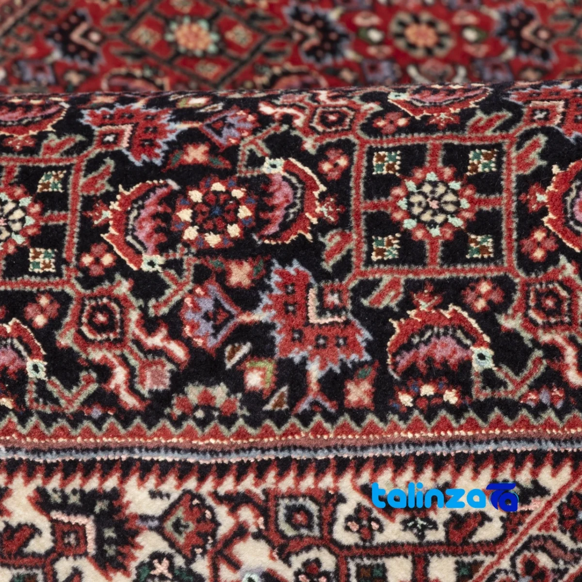 Cypress Persian Handwoven Rug Red floor placement example (Room setting)