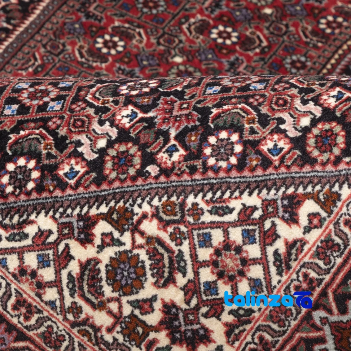 Persia Handwoven Rug Red Design - Room setting showing floor placement example