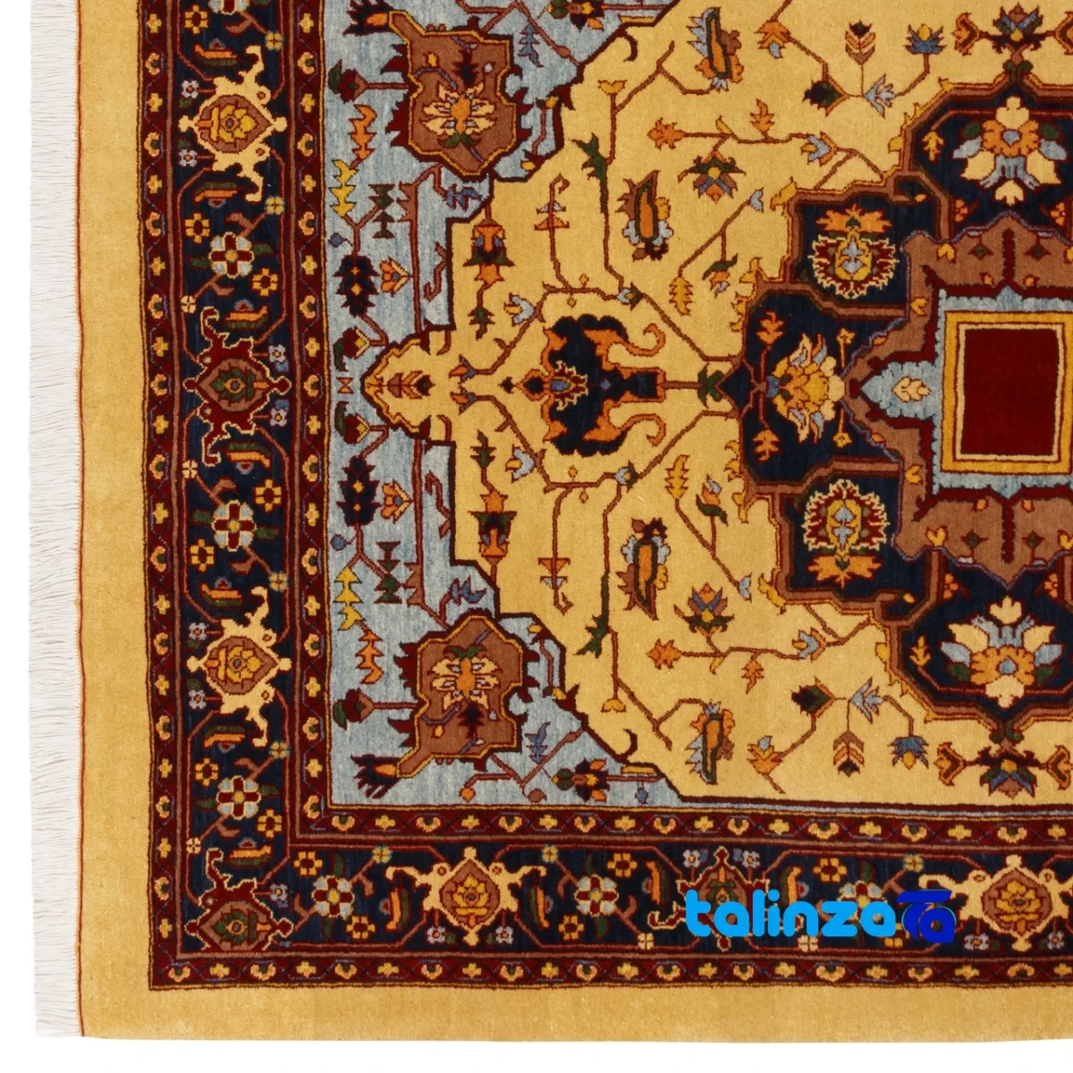 Si Persia Handwoven Rug Elegant Gold Design - In-room view showing room styling and scale