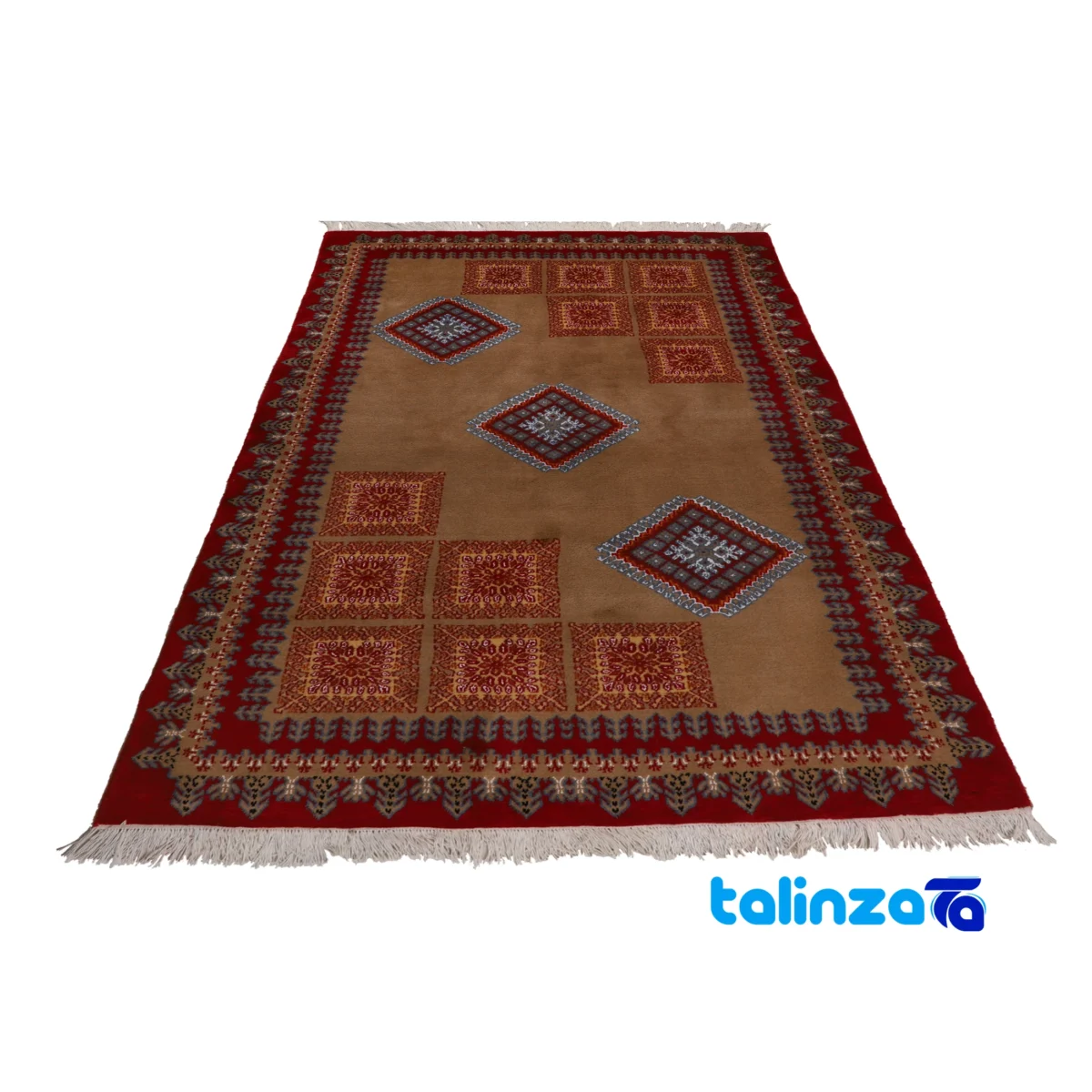 Yelmeh Handcrafted Rug Cream Geometric Design room styling and scale (In-room view)