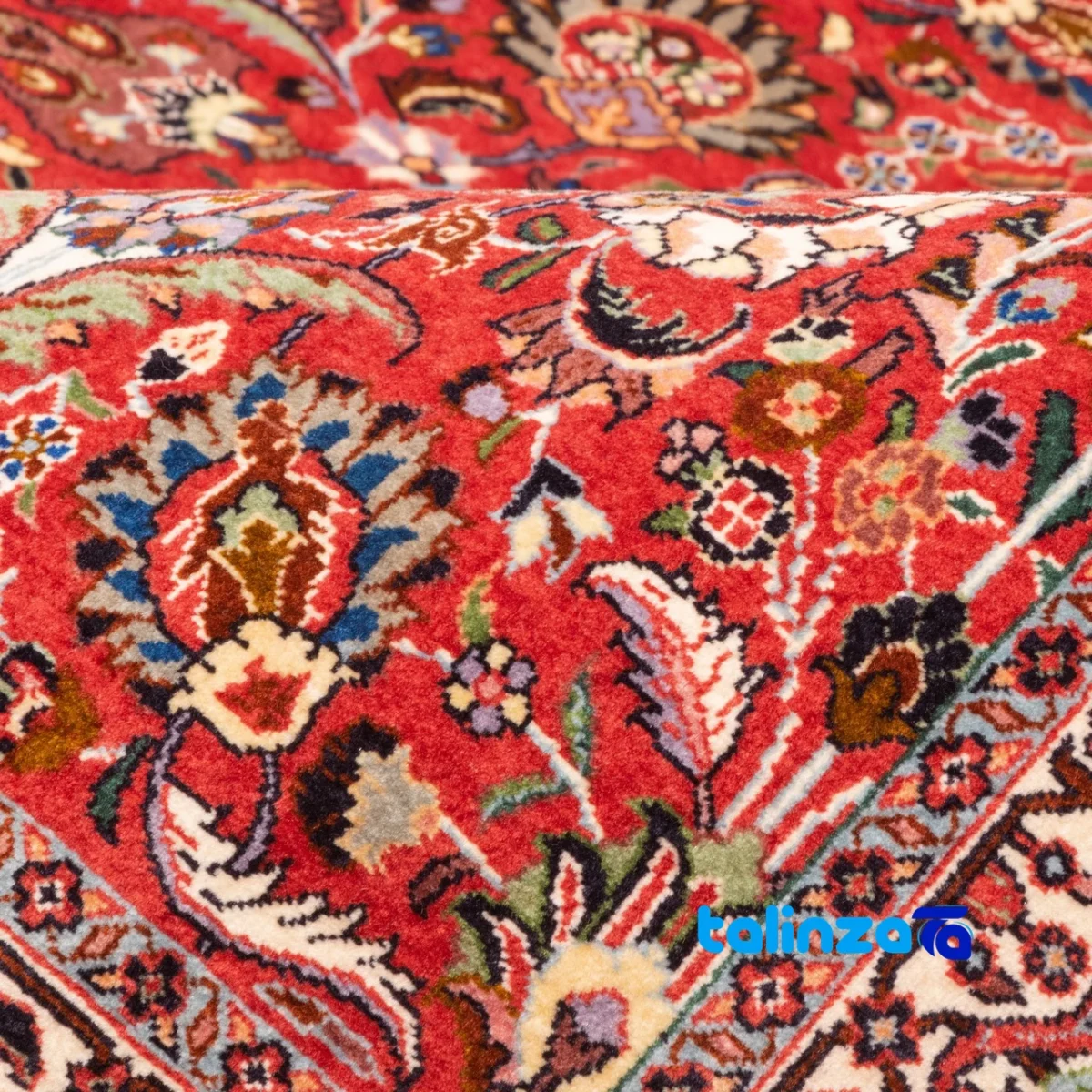 In-room view of Si Persia Handwoven Carpet Elegant Red Design room styling and scale