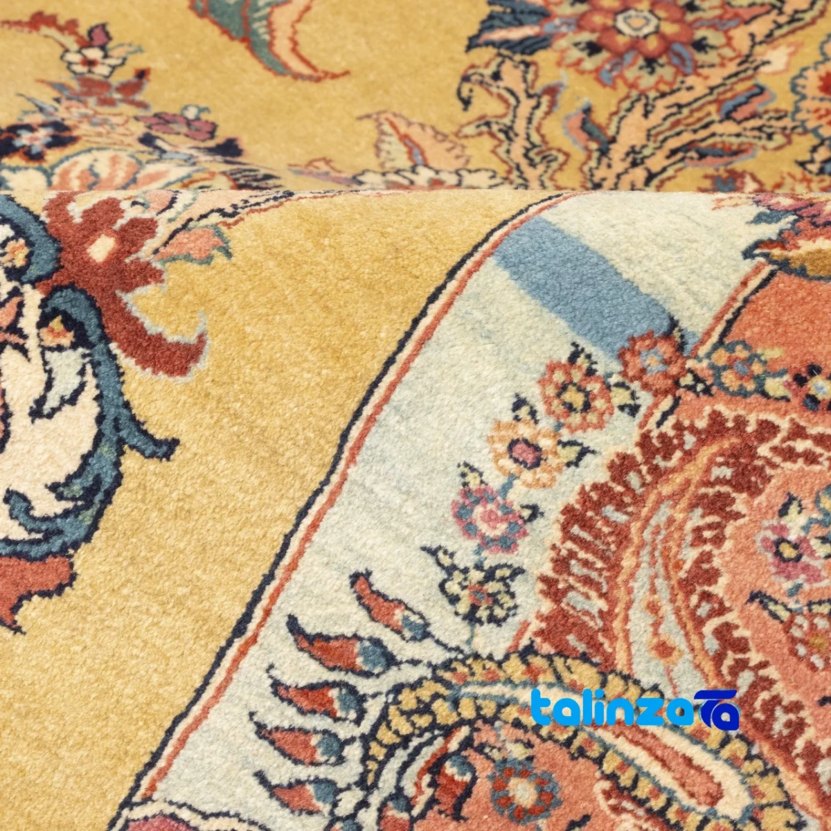 C Persia Handwoven Rug Elegant Floral Design floor placement example (Room setting)