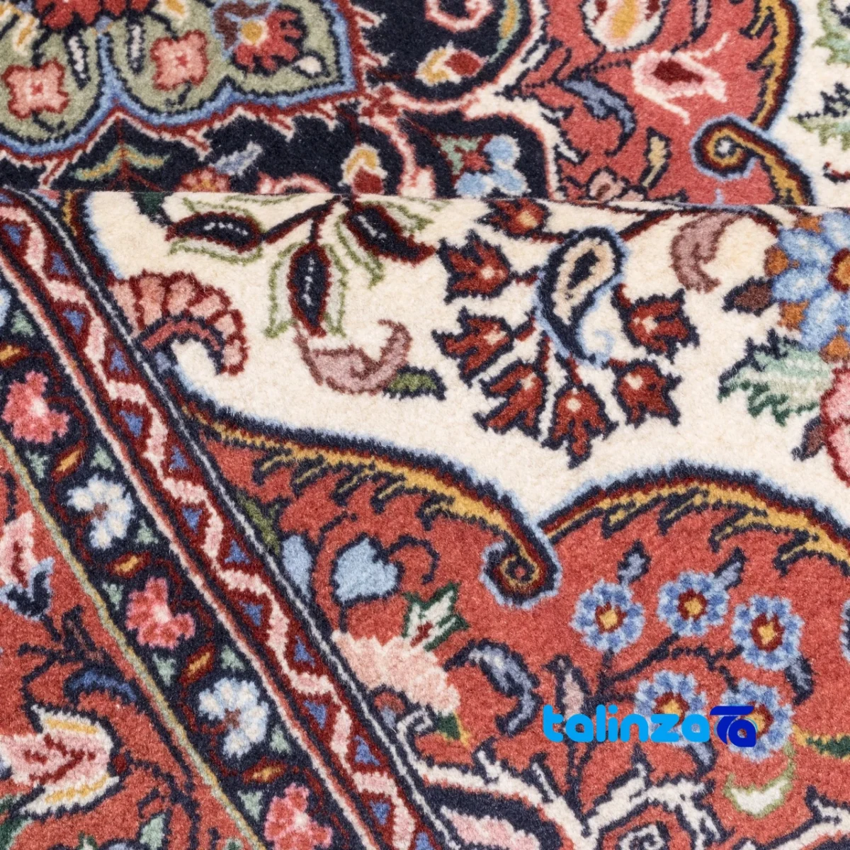 C Persia Handwoven Area Rug Elegant Cream Design - In-room view showing room styling and scale