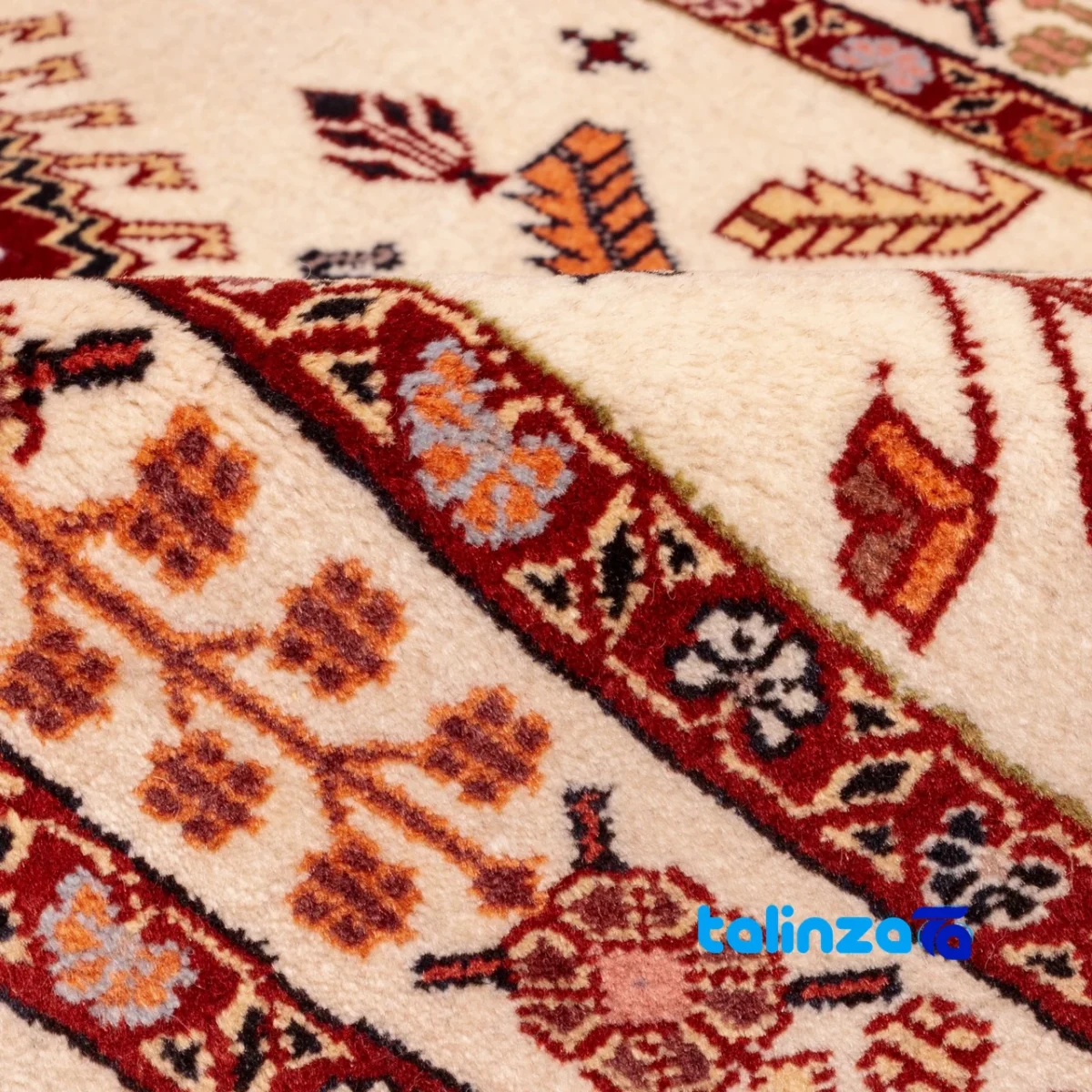 Caspian Handwoven Runner Rug Cream Design - Room setting showing floor placement example