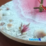 Artisan Resin Wall Clock Ocean Design room decoration context (Lifestyle shot)