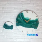 Resin Wall Clock Decorative Design with Key Holder room decoration context (Lifestyle shot)