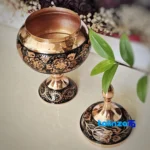 Handcrafted Copper Chocolate Bowl Diamond Cut Design - Top view showing package opening