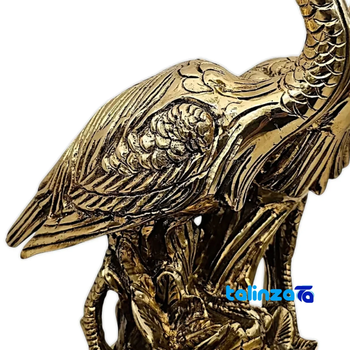 Brass Crane Sculpture Love Model profile and structure (Side view)