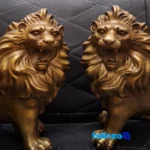 Side view of China Bronze Lion Statues Set - Unique Design profile and structure