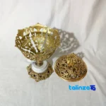 Brass Blossom 3-Piece Serving Set with Stone Base 60x32x23 cm profile and structure (Side view)