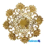 Top view of Brass Fruit Bowl Set Floral Design package opening