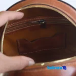 Side view of Handmade Women's Shoulder Bag Lovebird Design profile and structure