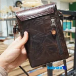 Handmade Women's Crossbody Bag Rose Design - Side view showing profile and structure