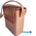 Side view of Saya Handmade Leather Bag profile and structure