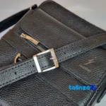 J Leather Messenger Bag Yashar East Azerbaijan - Side view showing profile and structure