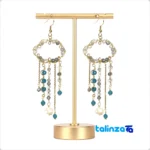 Side view of Handcrafted Pearl and Agate Earrings by Artisan profile structure