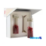 Side view of Novin Saffron Premium Pack Two Sachet box profile and sealing