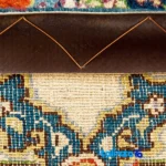 Handwoven Carpet by Farahan - Traditional Floral Design - Corner detail showing binding and edges