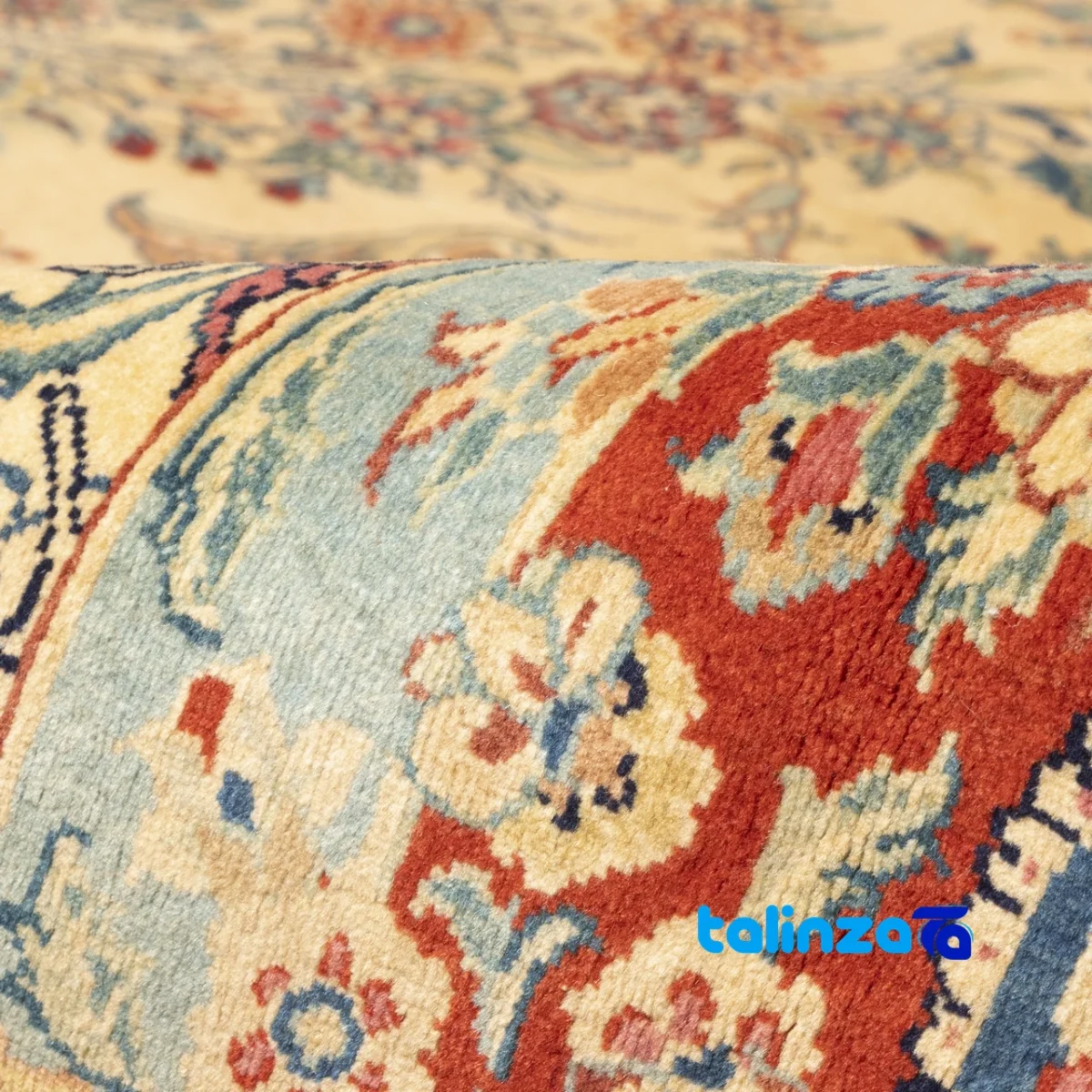 Room setting of Cypress Persian Handwoven Rug Floral Design Yellow floor placement example