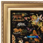 In-room view of C Persia Handwoven Tapestry Hunting Scene room styling and scale