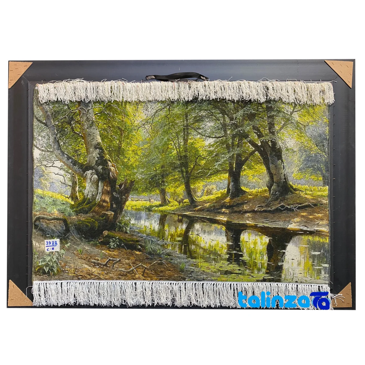 Edge view of Handmade Carpet Wall Art Scenic Design border and finishing