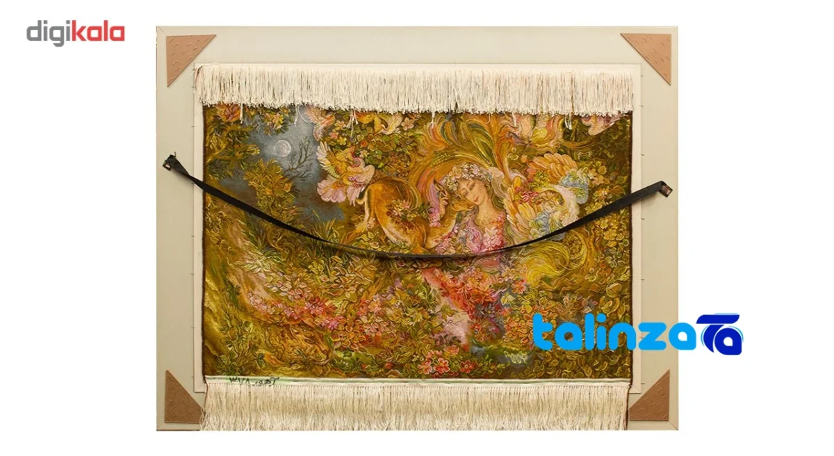 Edge view of TDJ Handwoven Carpet Wall Art Unique Design border and finishing