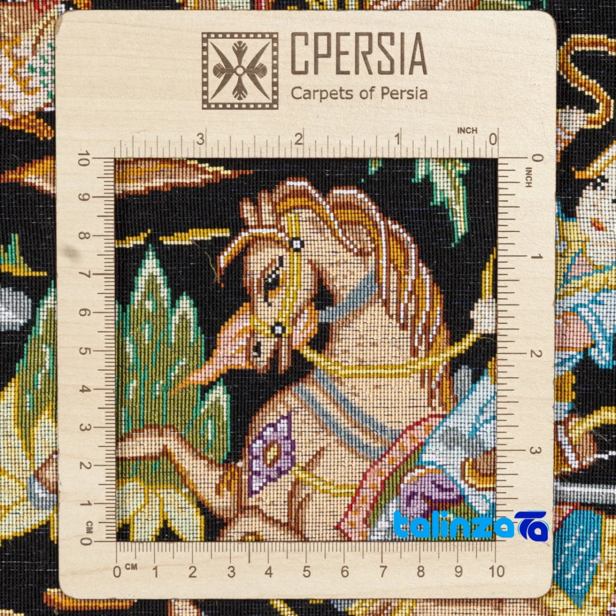 In-room view of Si Persia Handwoven Tapestry Hunting Scene room styling and scale