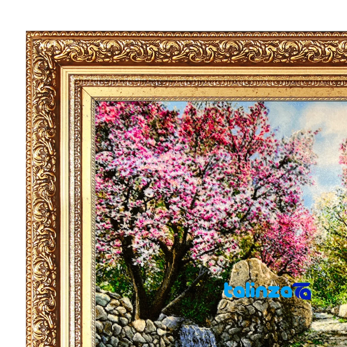 In-room view of Mirnazami Handwoven Carpet Wall Art Spring Blossom Scene room styling and scale