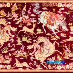 In-room view of C Persia Handwoven Tapestry Miniature Hunting Scene room styling and scale