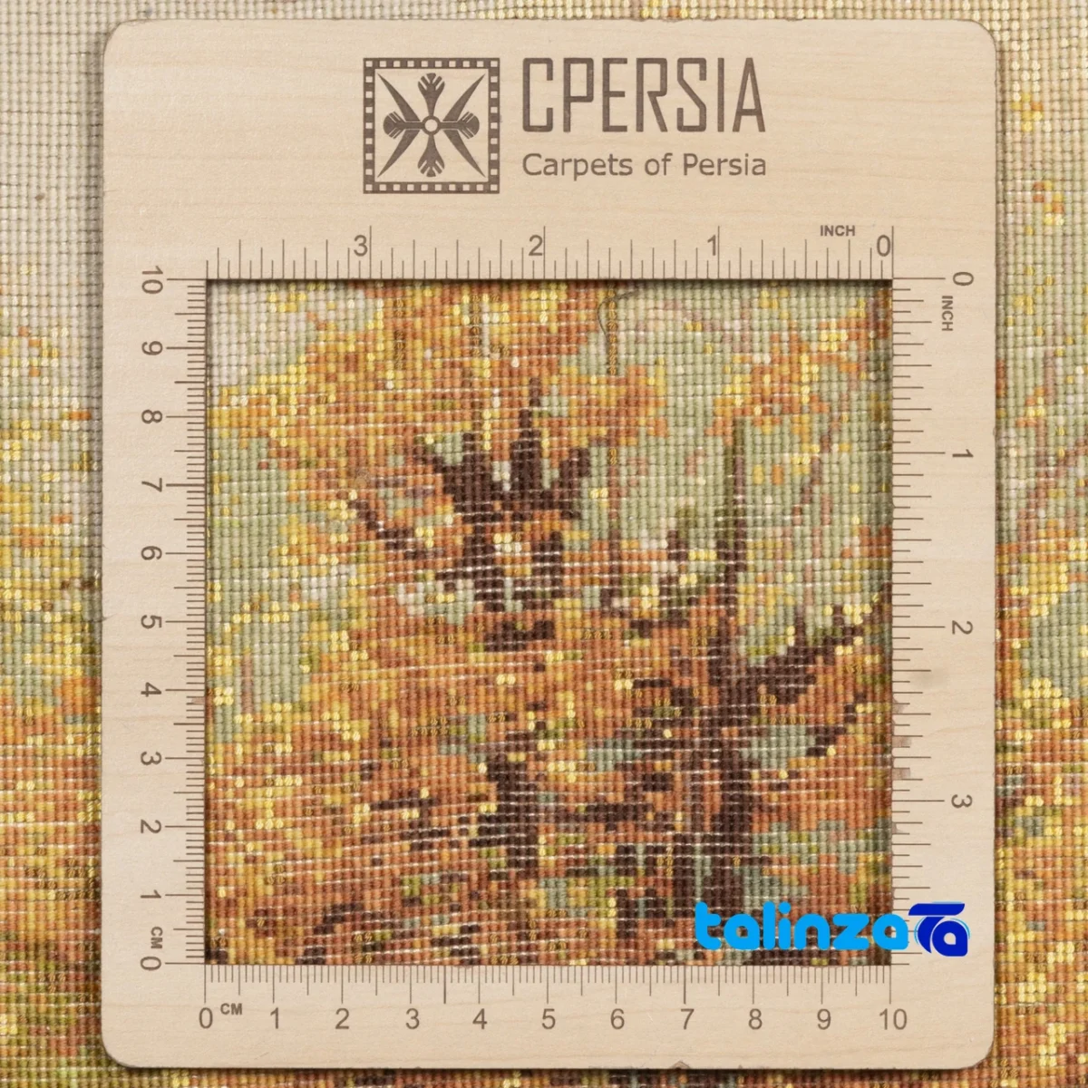In-room view of C Persia Handwoven Carpet Tapestry Autumn Scene room styling and scale
