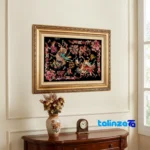 In-room view of C Persia Handwoven Tapestry Miniature Hunting Scene room styling and scale