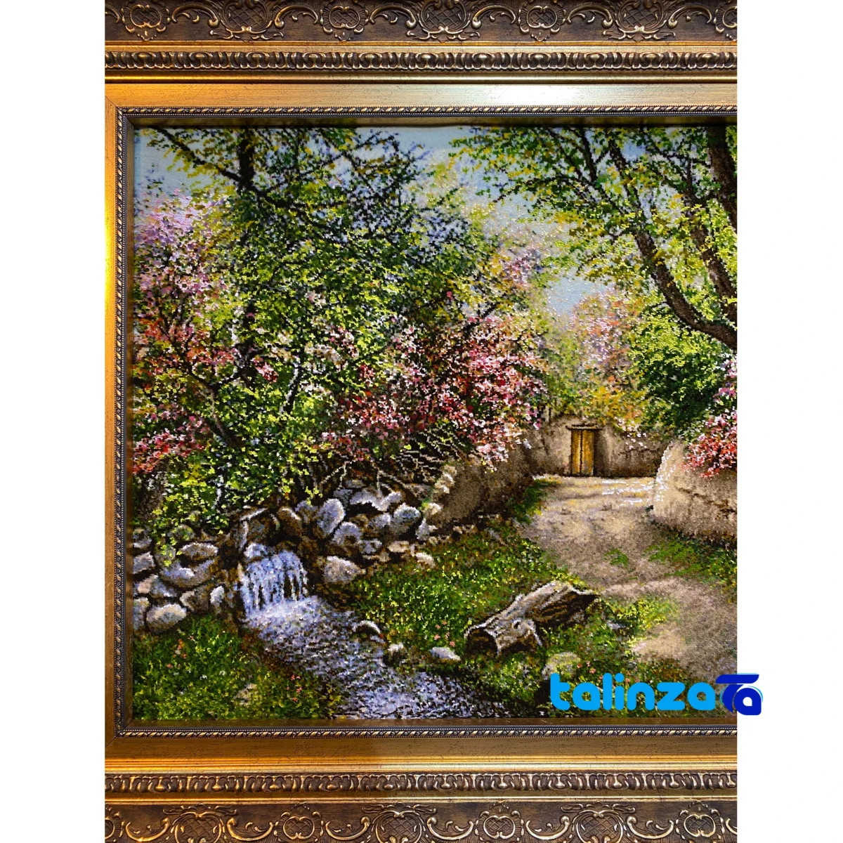 In-room view of Handwoven Carpet Wall Art Spring Alley Design room styling and scale