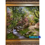 In-room view of Handwoven Carpet Wall Art Spring Alley Design room styling and scale