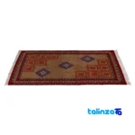 Yelmeh Handcrafted Rug Cream Geometric Design - Full spread showing overall layout