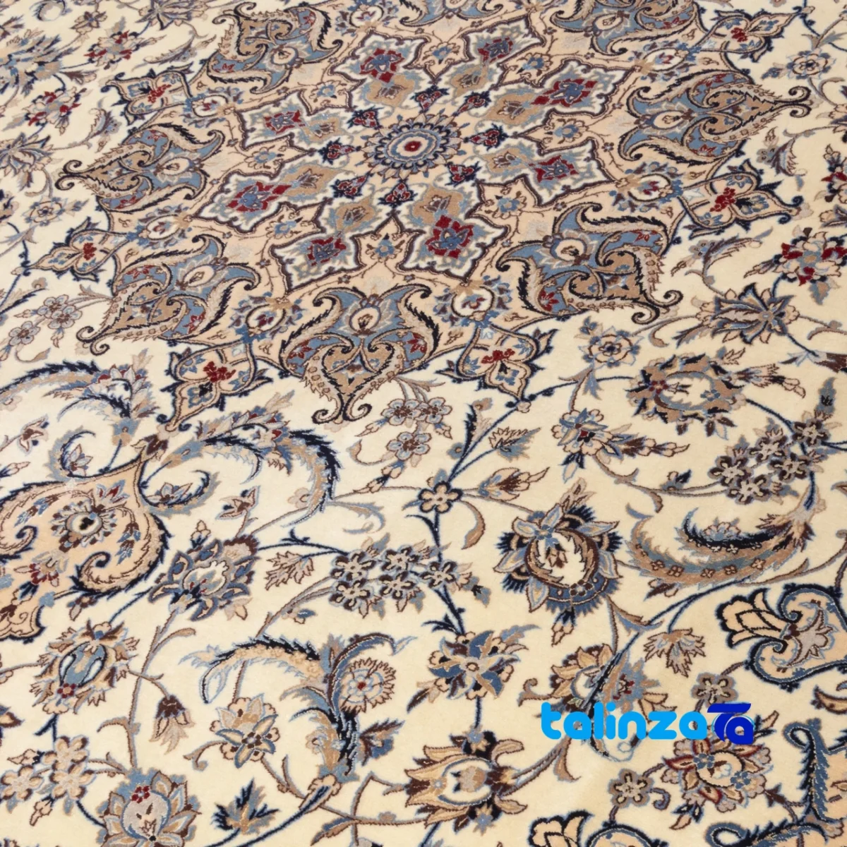 Top view of Cypress Persian Handwoven Rug - Unique Design pattern and color tone