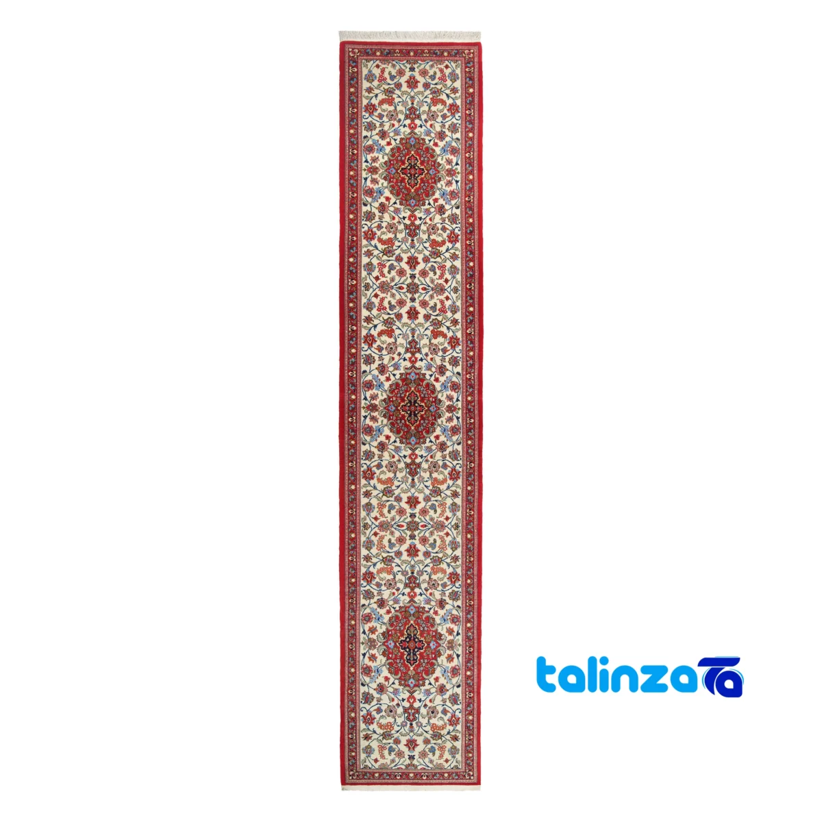 Full spread of Handwoven Carpet Runner Cream Turanji Design overall layout
