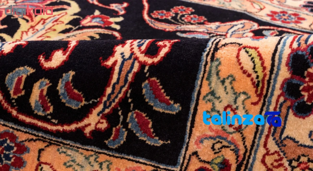 Full spread of C Persia Handwoven Rug Floral Design Navy overall layout