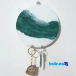 Resin Wall Clock Decorative Design with Key Holder - Face view showing number display clarity