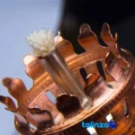 Front view of Naser al-Din Shah Brass Oil Lamp design and key details
