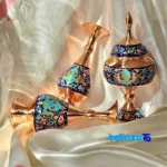 Front view of Persian Craft Copper Chocolate Bowl Set - Handcrafted Elegance design and key details