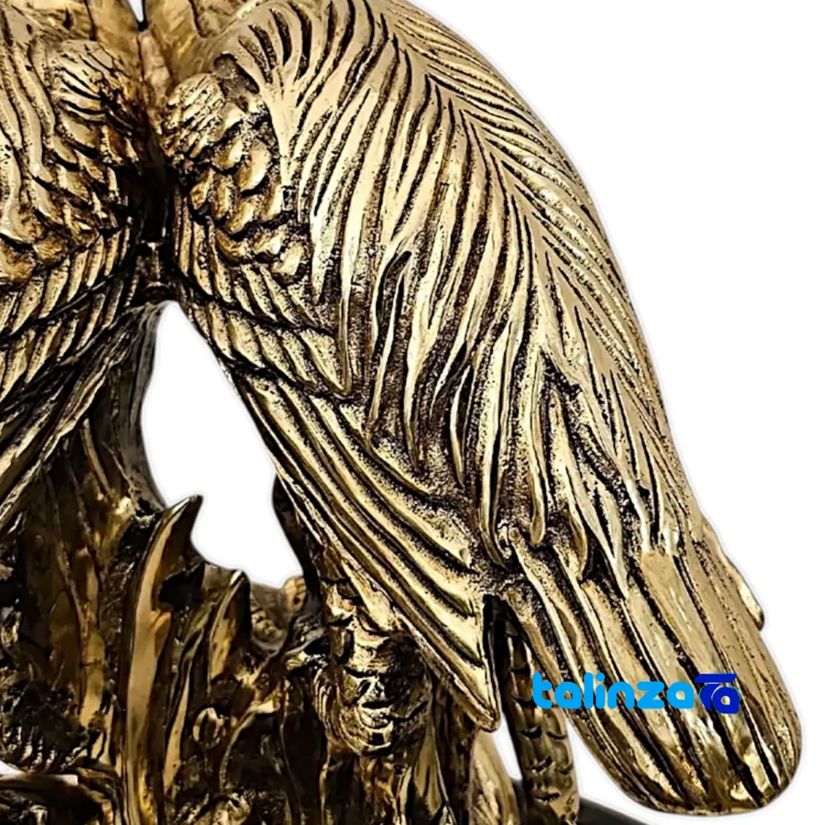 Front view of Brass Crane Sculpture Love Model design and key details