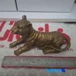 China Bronze Tiger Statue Sitting Design Set of 2 - Front view showing and key details