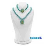 Altin Honar Handmade Jewelry Set Turquoise Gold - Front view showing saffron grade and packaging