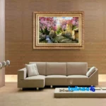 Top view of Mirnazami Handwoven Carpet Wall Art Spring Blossom Scene pattern and color tone