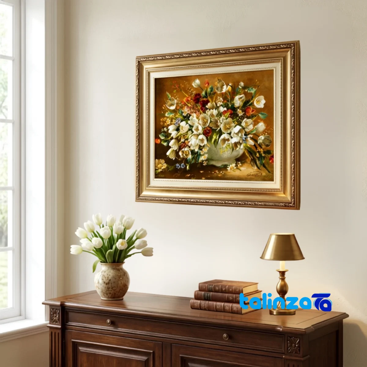 Top view of Si Persia Handwoven Tapestry Floral Design pattern and color tone