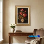 Top view of C Persia Handwoven Tapestry Floral Design pattern and color tone