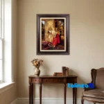 Top view of C Persia Handwoven Carpet Tapestry Girl Sweeping pattern and color tone