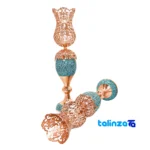 Front view of Magnificent-Art Turquoise Mirror Candleholder Set Decorative Copper design and key details